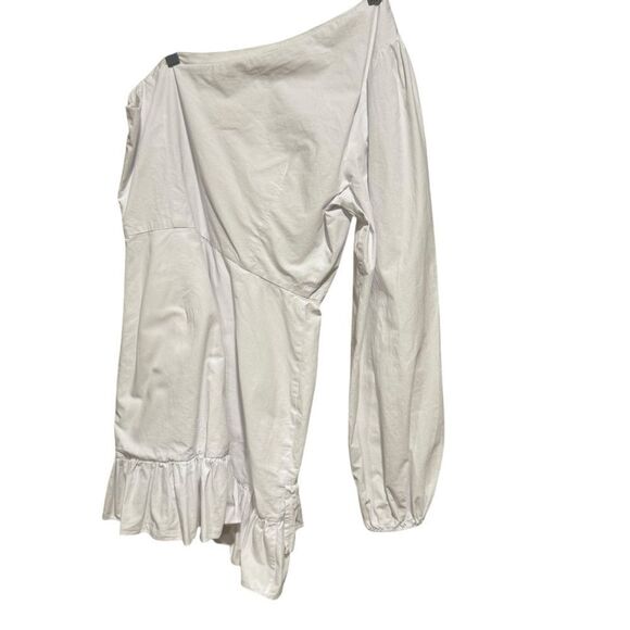 Revolve Showpo. UDELE One Shoulder Ruffle Cotton Mini DRESS in White - Picture 4 of 9